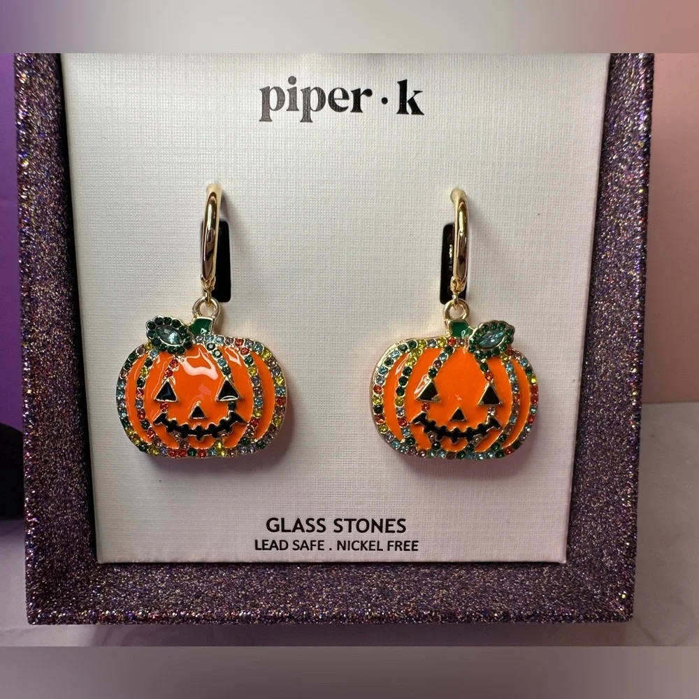 Piper K Jack o Lantern earrings new in box
